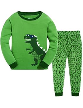 Qtake Fashion Jungen Schlafanzug Baumwolle Lange Herbst Winter Dinosaurier Kinder Pyjama