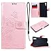 Produktbild CE-Link Sony Xperia XZ Hülle Handyhülle Schutzhülle Rosegold Leder PU Wallet Flip Case Schmetterling Blume Muster Bumper Lederhülle Ledercase Ledertasche Klapphülle