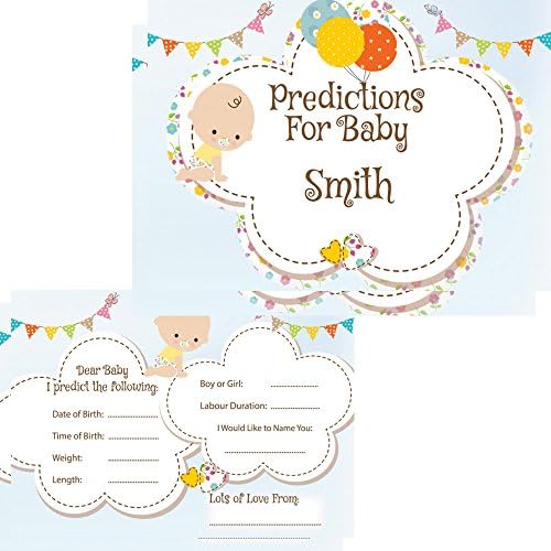 Personalised Baby Shower Prediction Cards Keepsake Baby Shower Game Activities 16 Guests FREE DElIVERY