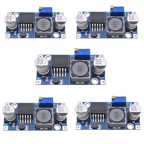 5x Demarkt Stromversorgungsmodul Power Module Einstellbare Buck-Modul Blau LM2596S-ADJ 1.5-35V 3A 43mmx21mmx14mm