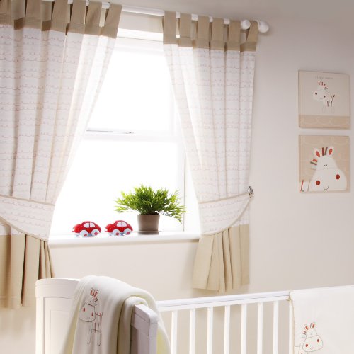 Bed-e-Byes 117 x 137cm Zippy Zebra Tab Top Curtains