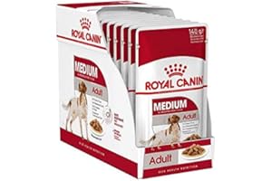 BALANCED ROYAL CANIN WET MEDIUM ADULT - 10 X 140G WET FOOD FOR MEDIUM ADULT DOGS Royal Canin Medium Adult in Gravy Wet Food (10 x 140g Pouches)