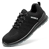  TQGOLD® Sicherheitsschuhe Herren Damen S3 Leicht Arbeitsschuhe Turnschuhe Sneaker mit Stahlkappe Sportlich Schutzschuhe Schwarz Größe 39