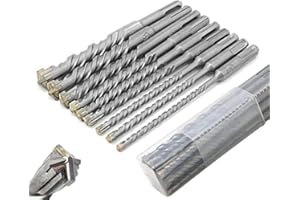 DONKEN SDS Drill Bit Set, Wood Metal Drill Bit Set, 9PCS (5mm~16mm) Cross Drill Bits SDS-Plus Electric Hammer Impact Drill Bit for Drill Holes in Concrete, Ceramic Tile, Stone, Plastic