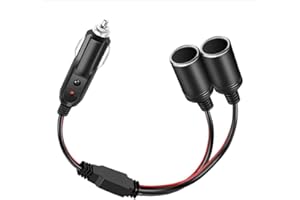 AROMELIVII Presa Accendisigari Doppia, Adattatore per Prese di corrente da 100W con 12V / 24V, 1 a 2 sdoppiatore di sigarette per auto, da Maschio a Femmina