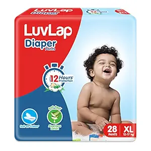 LuvLap Baby Diaper Pants XL Size (Extra Large) , with Aloe Vera Lotion for rash protection, Pack of 28 Count, with upto 12Hr protection For babies of 12 to 17Kg