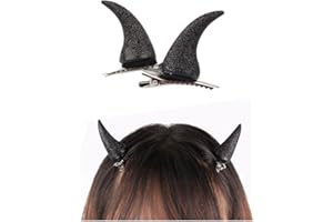 GIVBRO 2pcs Devil Horn Hair Clips Glitter Halloween Hairpins Party Fancy Dress Accessories for Role Play Photo Props Black