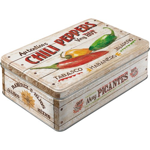 Nostalgic-Art 30707 Home und Country Chili Peppers, Vorratsdose Flach