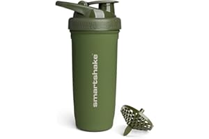 Smartshake Reforce - Shaker de protéines en acier inoxydable - 900 ml - Couvercle étanche à visser - Sans BPA - Unisexe - Vert kaki