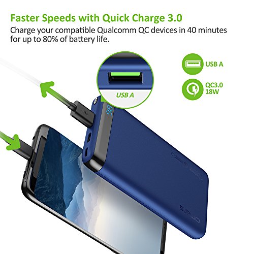 OMARS Batterie Externe Charge Rapide 10000mAh - USB C 18W PD 2 0 Entr  e   Sortie - USB A Quick Charge 3 0 - Chargeur Portable Batterie de Secours Pow