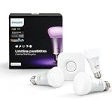 PHILIPS Hue White & Color Ambiance Starter Kit with 10W E27 Smart Bulbs, Compatible with Amazon Alexa, Apple HomeKit, and The