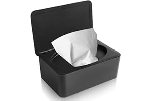 ‎CHANURAE Feuchttücher Box, Feuchtes Toilettenpapier Box Feuchttücherbox Schwarz, Feuchttücher Box Baby, Aufbewahrungsbox Kunststoff Feuchttücher Spender mit Deckel für Zuhause und Büro