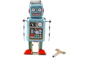 Elenxs Vendimia mecánica Robot de Cuerda mecánica del Metal del Robot Andante Juguete de la Lata