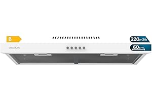 Cecotec Dunstabzugshaube 60 cm breit Bolero Flux CM 602200 Weiß B. Saugleistung 220m3/h, Motor 70W, Niedriger Verbrauch, Mechanische Steuerung, 3 Leistungsstufen, Weiß-Finish