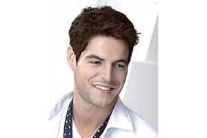 ‎SIUDUS Siudus Herren kurze Dunkelbraune Perücken Natürlicher Ersatz Synthetische Haar Perücke für den täglichen Gebrauch (Braun)