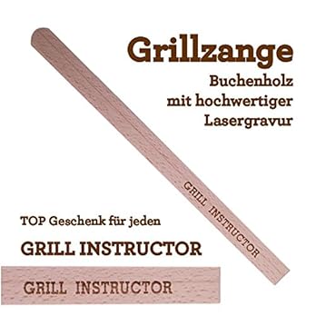 Grillzange Aus Holz Mit Hochwertiger Gravur Grill Instructor