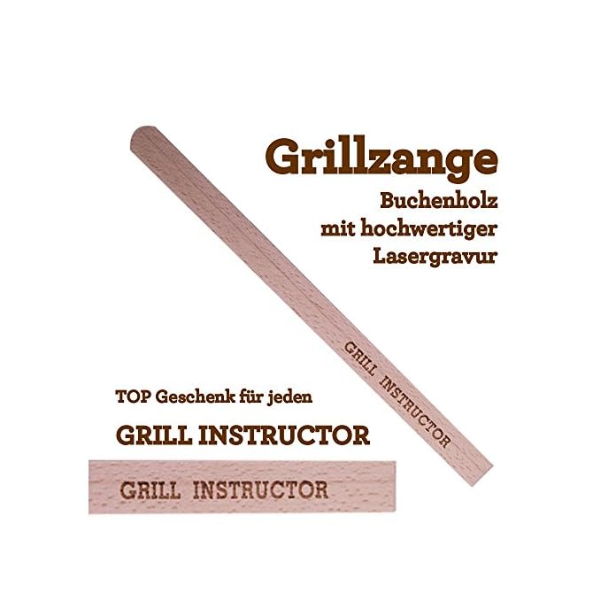 Grillzange Aus Holz Mit Hochwertiger Gravur Grill Instructor