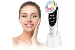 AOGOE Masażer do Twarzy Przeciw Zmarszczkom, Masażer Twarzy 8 W 1, Urządzenie Do Twarzy Ems Z Mikroprądem Ems, Masażer Wibracje Cieplne Twarzy Terapia Światłem Przeciw Zmarszczkom Przeciw Starzeniu