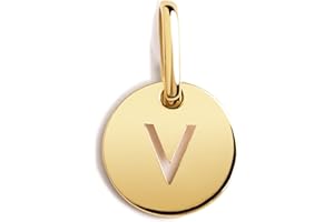 SINGULARU - Mini Medallion Letter. Ciondolo con Iniziale in Argento Sterling 925 con Finitura Placcata Oro 18Kt. Abbinabile con Collana. Gioielli per Donna. Lettera A-Z