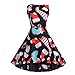 Produktbild JYJM 2018 ElegantMs. Dresstells Damen Vintage Sleeves Rockabilly Swing Kleider Stil Cocktailkleid Weihnachtsstrumpf-Weihnachtshut Knopf Rockabilly Kleid Sleeveless Print Dress S-2XL