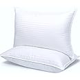 AJISH Soft Microfiber Bed Pillows Set of 1, 16 X 24 Inch Small Size Pillow - Cooling Pillows for Sleeping - Luxury White Stripe Pillows for Side, Stomach or Back Sleepers, Machine Washable