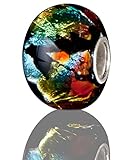 Andante-Stones 925 Sterling Silber Glas Bead Charm SEALIFE (Schwarz Multicolor Metallic) Element Kugel für European Beads + Organzasäckchen