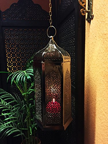 Orient Orientalische Silberlaterne Laterne Windlicht Silberfarbig Fida gross - 2