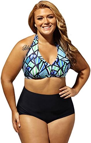 Women's Swimwear Sexy Bikinis Swimsuits Tankini 2 Pieces Sets Print Waist Tummy Control Slimming Swimming Cost Costume Plus Size,XL