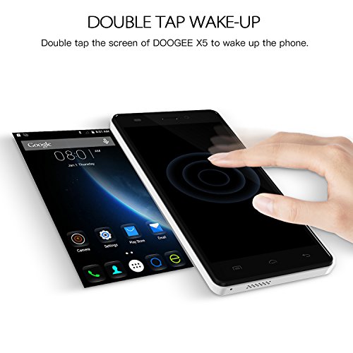Smartphone Dual SIM, DOOGEE X5 Android Telefonia Mobile, 3G Cellulari con 5.0 Pollici HD IPS Display - 8GB Memoria Interna e 5.0MP Fotocamera Digitale - Bluetooth 4.0 Gesto Intelligente GPS Xender Cellulare - Nero