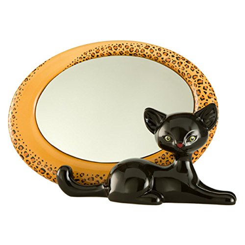 Goebel 66800194 "Leopard Kitty" Spiegel, Hartporzellan, bunt, 27,5 x 11,5 x 17 cm