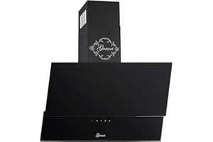 Hotte Aspirante Inclinée 60 cm GURARI GCH 268 Prime/Hotte Murale Noire classe A / 1000 m³/h/Télécommande/Hotte de Cuisine avec Evacuation ou Recyclage/Hotte avec Filtre à Charbon