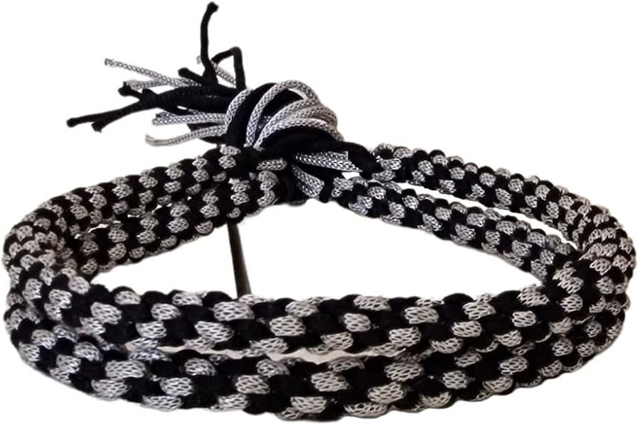 BLACK SILVER GREY DUO MUAY THAI KICKBOXING RING FIGHTERS TRADITIONAL PRAJIOUD PRAJEAT ARM BANDS (PAIR)