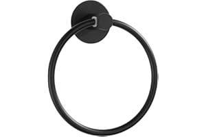 Wopeite Towel Ring Self Adhesive Towel Rail Chrome Towel Holder Stainless Steel, Wall Mounted Hand Towel Holder Rustproof for Bathroom Accessories (Black)
