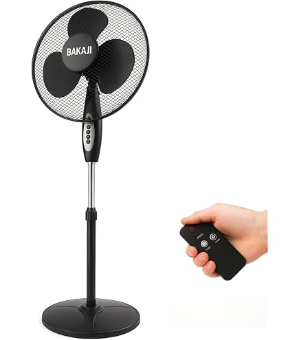Ventilatore A Piantana IlGruppone - 70W, 5 Pale, 3 Velocità, Oscillante, Altezza 90 Cm, Nero