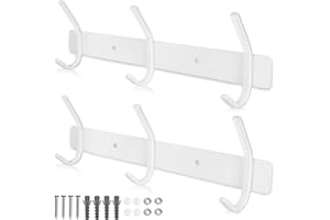 Qiannhee 2 Pezzi Appendiabiti da Parete Bianco 30CM Fino a 30KG Resistente Attaccapanni da Muro Moderno a 3 Acciaio Inox Ganci per Cappotti Cappelli Giacche Cucina Giardino Portaoggetti Bagno Porte