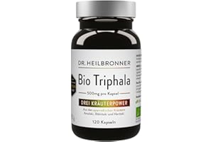 ‎DR. HEILBRONNER Dr. Heilbronner Organic Triphala - Three Herbal Power I Ayurvedic Herb Blend with Amalaki Amla - Bibhitaki - Haritaki I Natural Products Free from Gluten I 120 Capsules Vegan in Glass Bottle