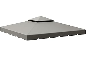 Outsunny Techo de Repuesto para Cenador 3x3 m Cubierta de Repuesto con Techo Doble con 8 Orificios de Drenaje Toldo de Recambio para Pabellón Gazebo Gris Claro