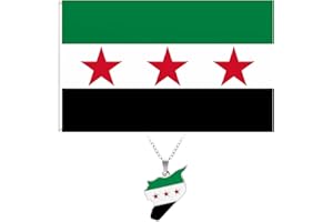 Hpbaggy Syrien-Flagge 90 x 150 cm, Syrische Flagge mit Kette, Wetterfeste Fahne für Innen und Außen, Verschiedene Anlässe, Grün-Weiß-Rot