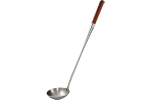 RUKAUF Edel Schöpflöffel 50 cm lang mit Holz-Griff Schaumkelle Suppenkelle Kazan Kasan Schaumlöffel Schöpfkelle