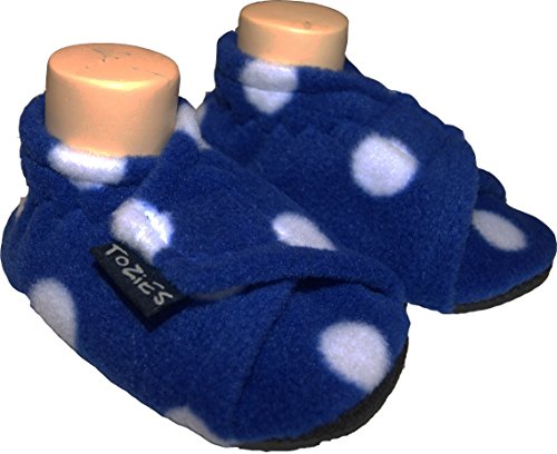 TOZIES Baby Toddler Boys Girls Soft Indoor Play Shoes / Slippers Non Slip / Stay On - BLUE DOTTY (18-36M)