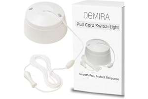 DOMIRA Bathroom Pull Cord Switch – 250V~ 10AX, IP20, CE Certified | Ceiling Pull Switch for Lights, White Pull Cord Switch for Bathroom & Ceiling Light Fittings (1 Pack)