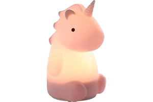 EGLO LED Nachtlicht Castellino, Akku Tischlampe Einhorn, Kinderzimmer Deko Mädchen, Silikon Nachttischlampe Kinder Baby Bett, Touch bedienbar, rosa, warmweiß, RGB