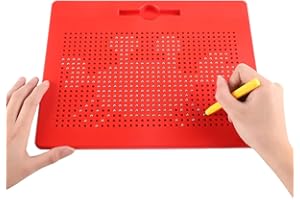 HONPHIER Ardoise Magique Planche à Dessin Magnétique Tablette Magnétique Magnétique Jouet Educatif en Plastique avec Stylo pour Enfant Rouge (Rouge, Grand)