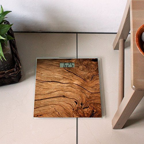 banjado – Personenwaage digitale Körperwaage 30cm x 30cm aus Glas mit Motiv Trockenes Holz - 5