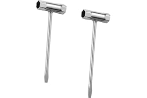 kaiyaya 2 Stück Zündkerzenschlüssel 13mm x 19mm kettensägenschlüssel + Schlitzschraubendreher, T Schraubenschlüssel für Motorsägen, Kettensäge Zubehör, Kombischlüssel Für Die Meisten Kettensägentypen