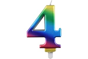 PARTY GO 4 Anno Candele di Compleanno Numero 4, Candele di Compleanno Colori dell'arcobaleno, Adatto A Feste di Compleanno