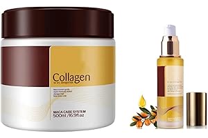 YUNYAHE Karseell Masque Cheveux-Masque Capillaire Réparation Profonde Conditionneur Huile d'argan Masque capillaire au collagène Essence pour cheveux secs et abîmés 500 ml (A+B)