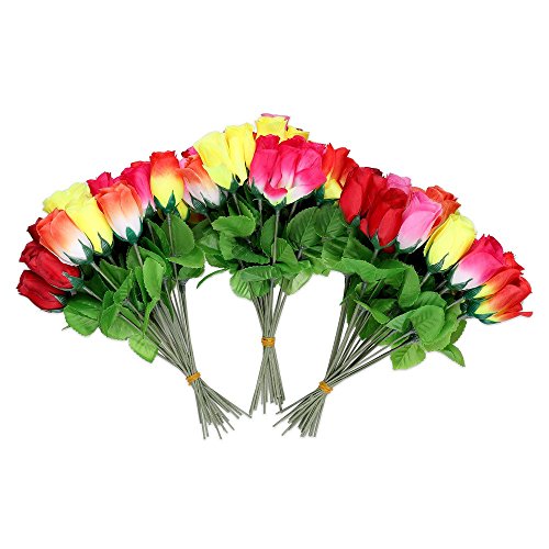 S/O 72er Pack Hecken Rosen bunt 26cm 6 Farben Kunstblumen Seidenblumen Bunte Rose - 3