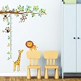 Decowall, DW-1402, Little Monkeys and Animals Height Chart peel & stick Nursery wall decals stickers