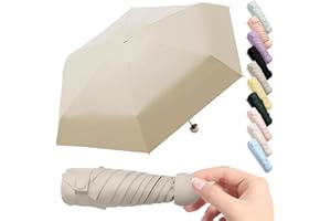 Thryviel Mini paraguas, sombrilla ligera y portátil, sombrilla de protección solar, paraguas de lluvia o sol, plegable UV al aire libre, para hombres, mujeres y niños de viaje